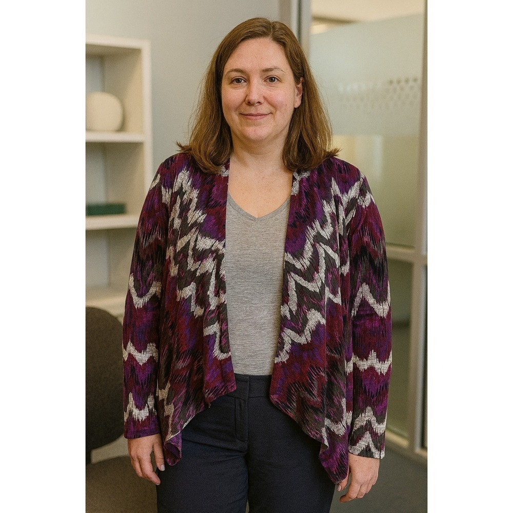 Krazy Kat Women Large Metallic Knit Open Purple Cardigan Zigzag Casual Dopamine